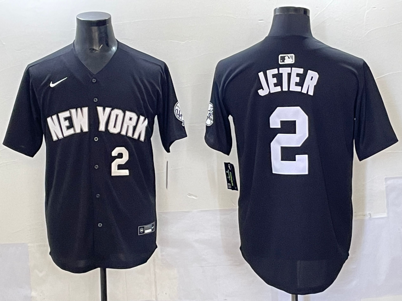 Men 2025 New York Yankees #2 Jeter black Nike MLB Jersey style 7250094->new york yankees->MLB Jersey